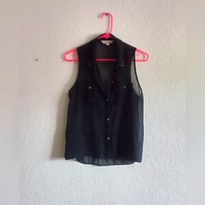 Decree Women's Black Sheer Sleeveless